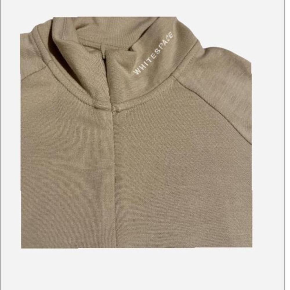 WHITESPACE Performance Quarter Zip Long Sleeve Top Beige Merino Wool Blend